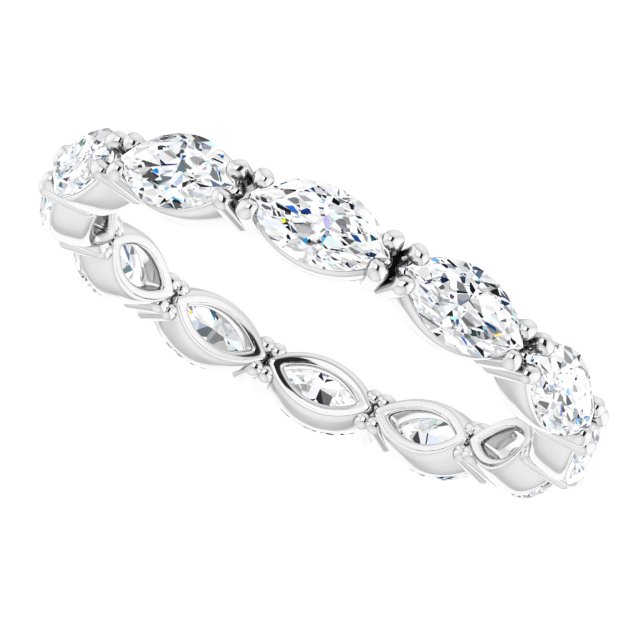 Platinum Marquise Natural Diamond Eternity Band – 4.5x2.5 mm Stones - view 5