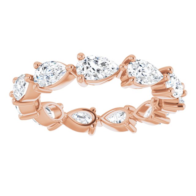 14K Gold Pear Natural Diamond Eternity Band – 5x3 mm Stones - Rose Gold - view 3