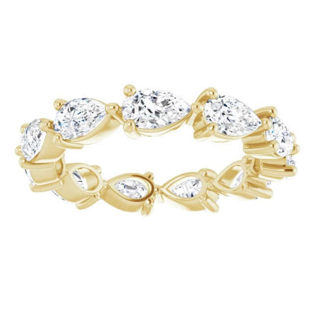 14K Gold Pear Natural Diamond Eternity Band – 5x3 mm Stones - Yellow Gold - view 3