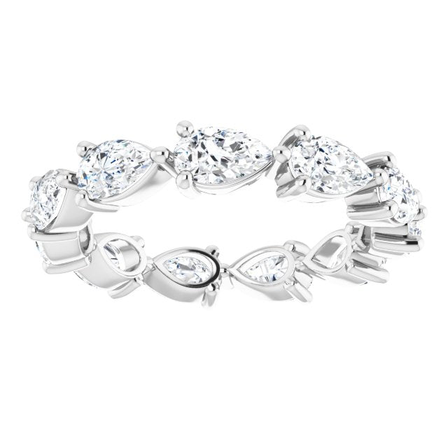 Platinum Pear Natural Diamond Eternity Band – 5x3 mm Stones - view 3