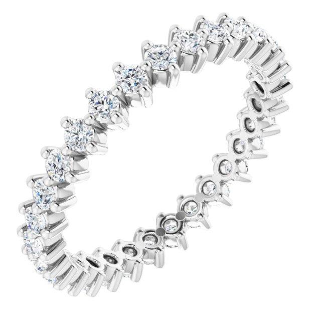 14K Gold Round Lab-Grown Diamond Eternity Band – 1.7 mm Stones - White Gold