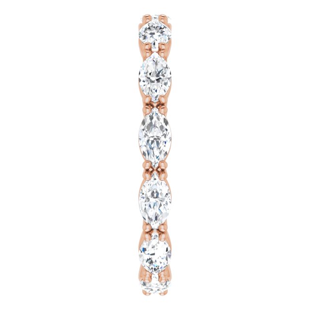 14K Gold Marquise Natural Diamond Eternity Band – 4.3x2.25 mm Stones - Rose Gold - view 4