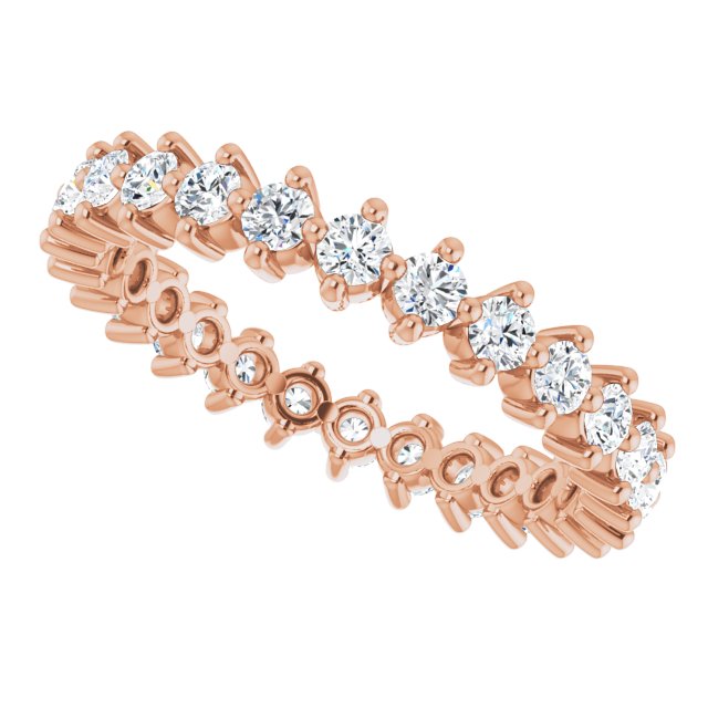 14K Gold Round Lab-Grown Diamond Eternity Band – 2 mm Stones - Rose Gold - view 5