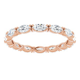 14K Gold Marquise Natural Diamond Eternity Band – 4x2 mm Stones - Rose Gold - view 3