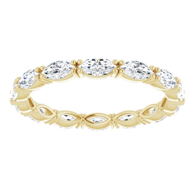 14K Gold Marquise Natural Diamond Eternity Band – 4x2 mm Stones - Yellow Gold - view 3