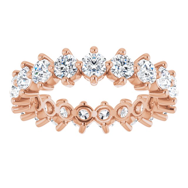 14K Gold Round Lab-Grown Diamond Eternity Band – 3 mm Stones - Rose Gold - view 3
