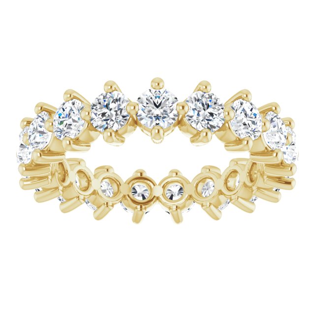 14K Gold Round Lab-Grown Diamond Eternity Band – 3 mm Stones - Yellow Gold - view 3