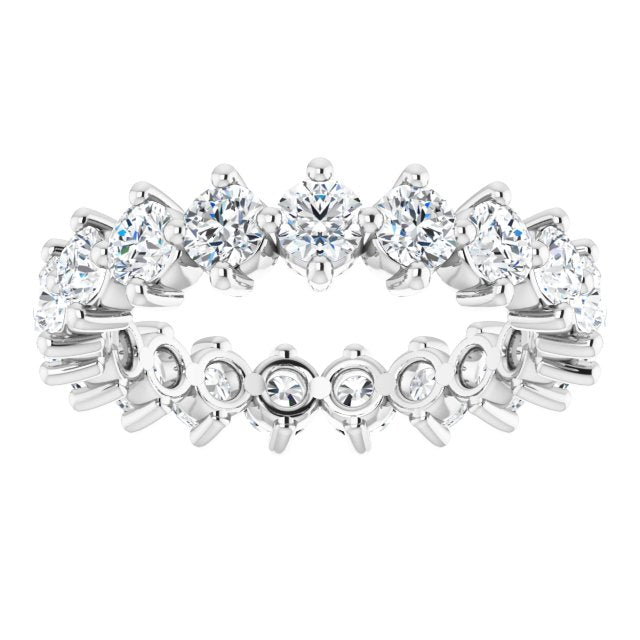 14K Gold Round Lab-Grown Diamond Eternity Band – 3 mm Stones - White Gold - view 3