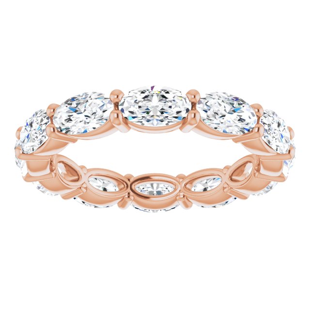 14K Gold Oval Lab-Grown Diamond Eternity Band – 5x3 mm Stones - Rose Gold - view 3