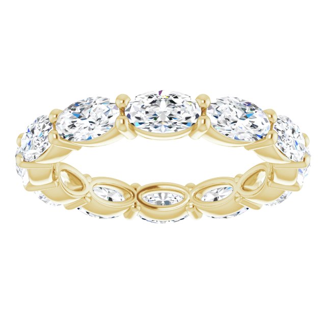 14K Gold Oval Lab-Grown Diamond Eternity Band – 5x3 mm Stones - Yellow Gold - view 3