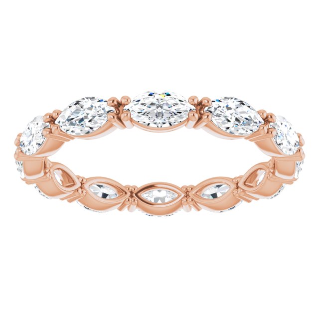 14K Gold Marquise Natural Diamond Eternity Band – 4.5x2.5 mm Stones - Rose Gold - view 3
