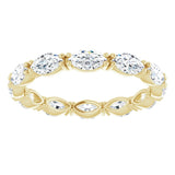 14K Gold Marquise Natural Diamond Eternity Band – 4.5x2.5 mm Stones - Yellow Gold - view 3