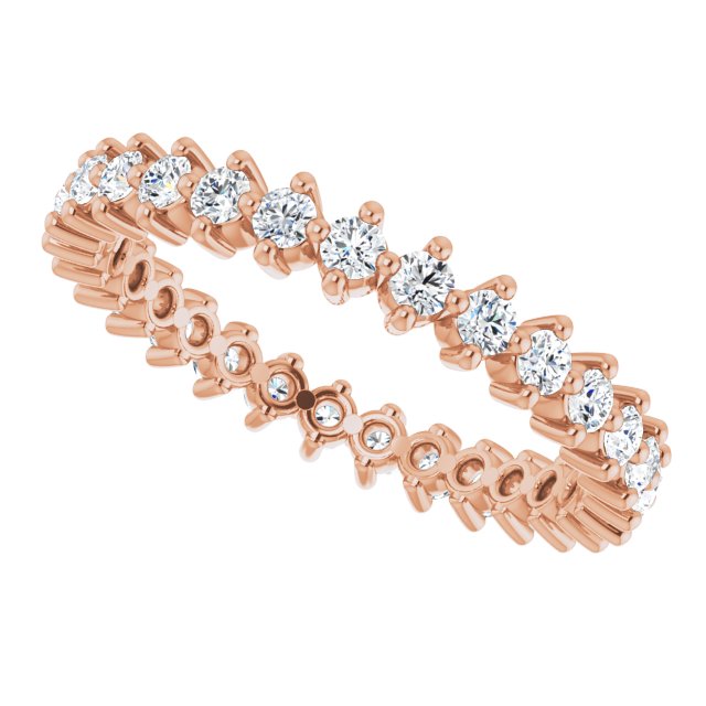 14K Gold Round Lab-Grown Diamond Eternity Band – 1.7 mm Stones - Rose Gold - view 5