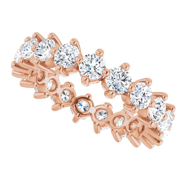 14K Gold Round Lab-Grown Diamond Eternity Band – 3 mm Stones - Rose Gold - view 5