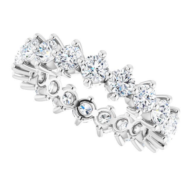 14K Gold Round Lab-Grown Diamond Eternity Band – 3 mm Stones - White Gold - view 5