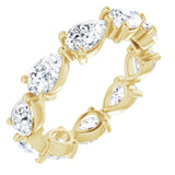 14K Gold Pear Natural Diamond Eternity Band – 5.5x3.5 mm Stones - Yellow Gold