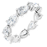 14K Gold Pear Natural Diamond Eternity Band – 5.5x3.5 mm Stones - White Gold