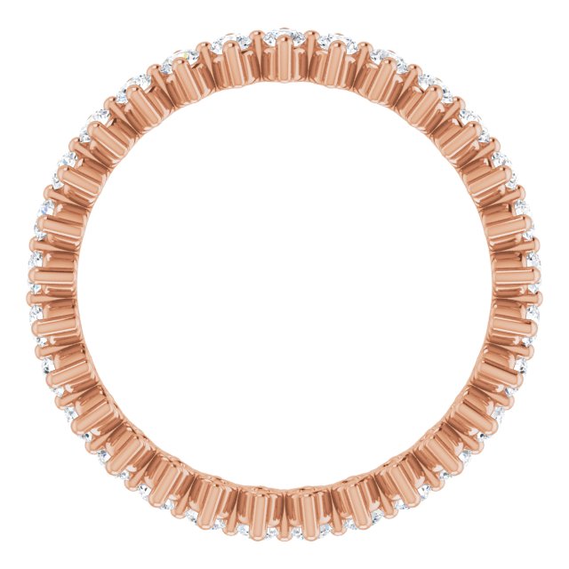 14K Gold Round Lab-Grown Diamond Eternity Band – 1.7 mm Stones - Rose Gold - view 2