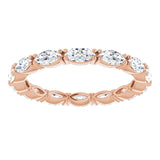 14K Gold Marquise Natural Diamond Eternity Band – 4x2 mm Stones - Rose Gold - view 3