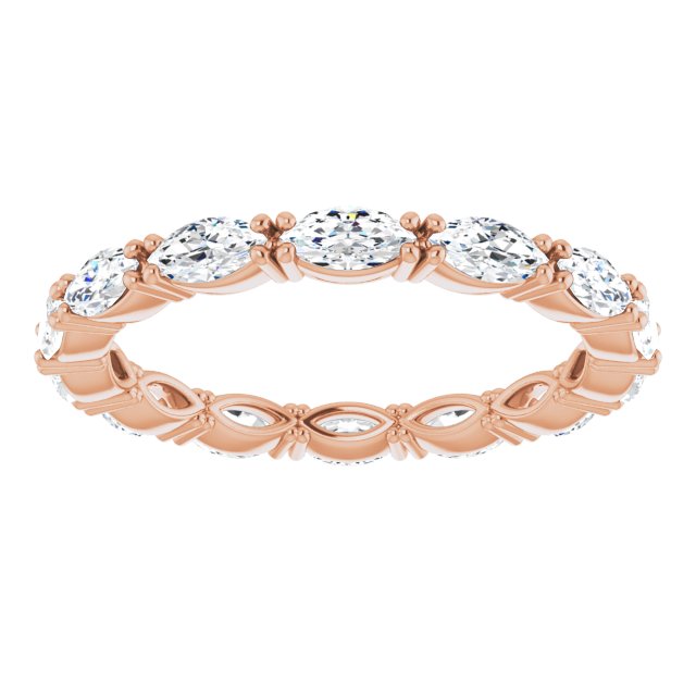 14K Gold Marquise Natural Diamond Eternity Band – 4x2 mm Stones - Rose Gold - view 3