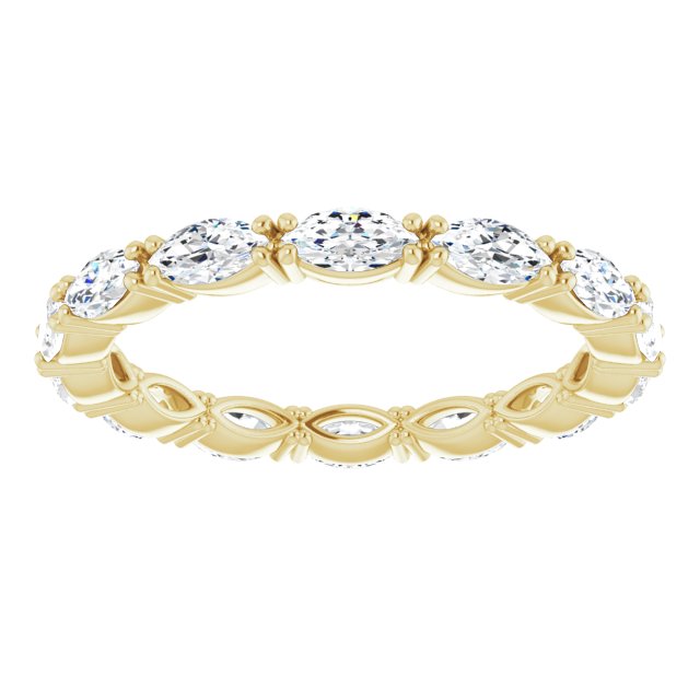 14K Gold Marquise Natural Diamond Eternity Band – 4x2 mm Stones - Yellow Gold - view 3