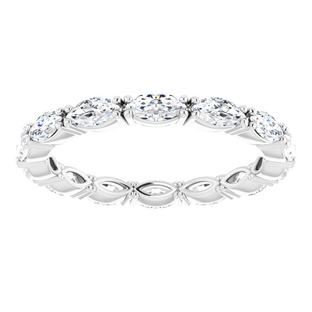 14K Gold Marquise Natural Diamond Eternity Band – 4x2 mm Stones - White Gold - view 3