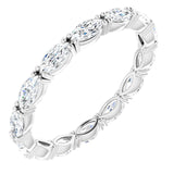 14K Gold Marquise Lab-Grown Diamond Eternity Band – 4x2 mm Stones - White Gold