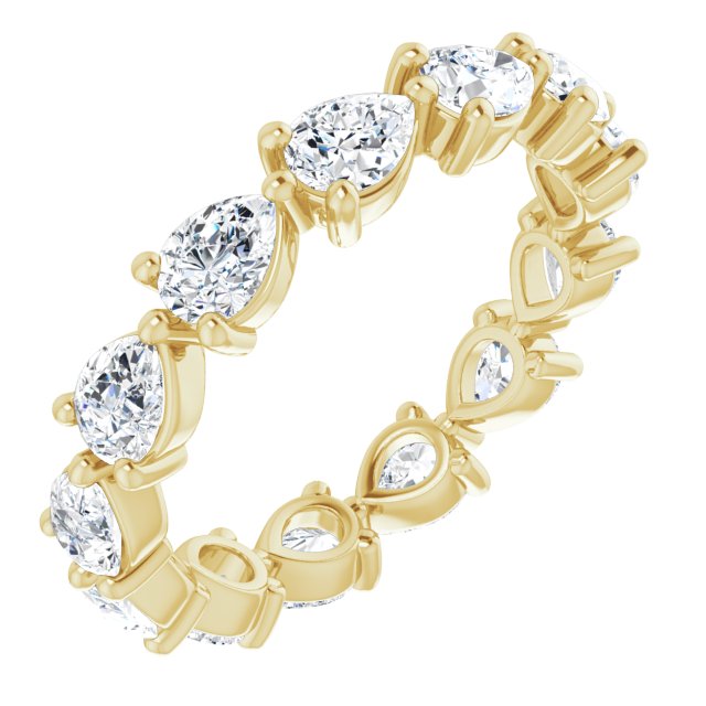 14K Gold Pear Lab-Grown Diamond Eternity Band – 4x3 mm Stones - Yellow Gold