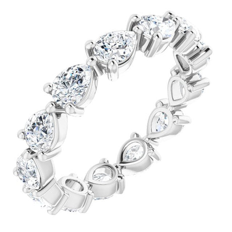 Platinum Pear Natural Diamond Eternity Band – 4x3 mm Stones