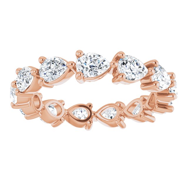 14K Gold Pear Natural Diamond Eternity Band – 4x3 mm Stones - Rose Gold - view 3
