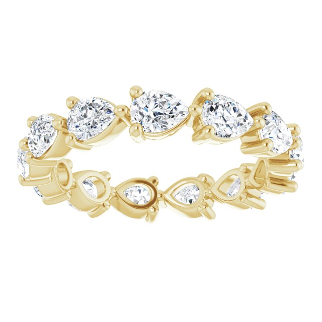 14K Gold Pear Lab-Grown Diamond Eternity Band – 4x3 mm Stones - Yellow Gold - view 3