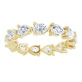 14K Gold Pear Natural Diamond Eternity Band – 4x3 mm Stones - Yellow Gold - view 3