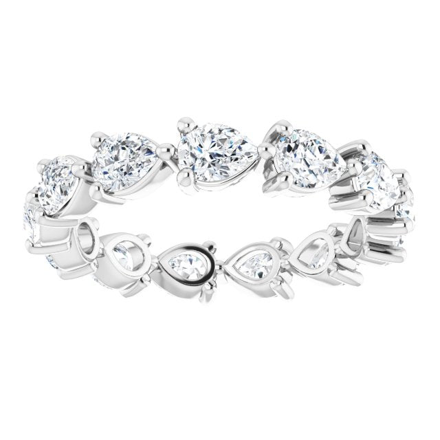 Platinum Pear Natural Diamond Eternity Band – 4x3 mm Stones - view 3