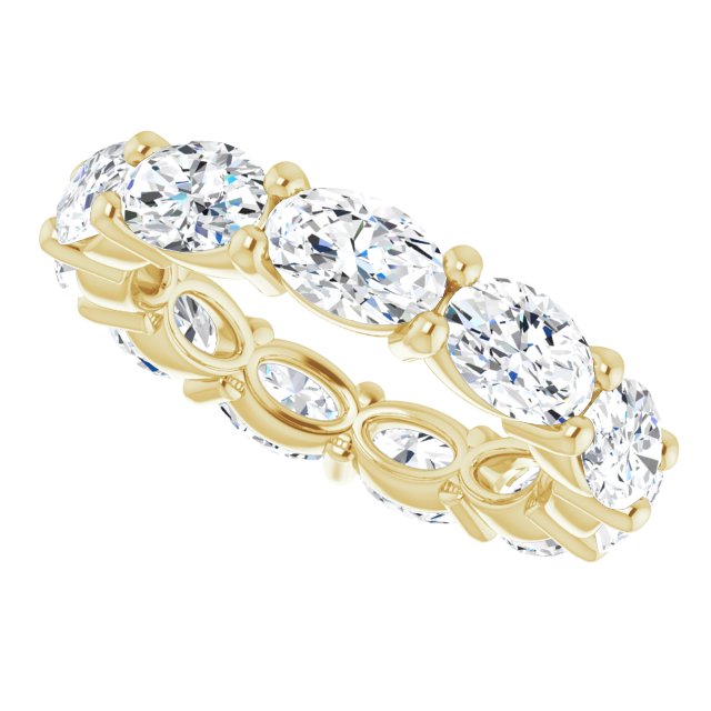 14K Gold Oval Lab-Grown Diamond Eternity Band – 6x4 mm Stones - Yellow Gold - view 5