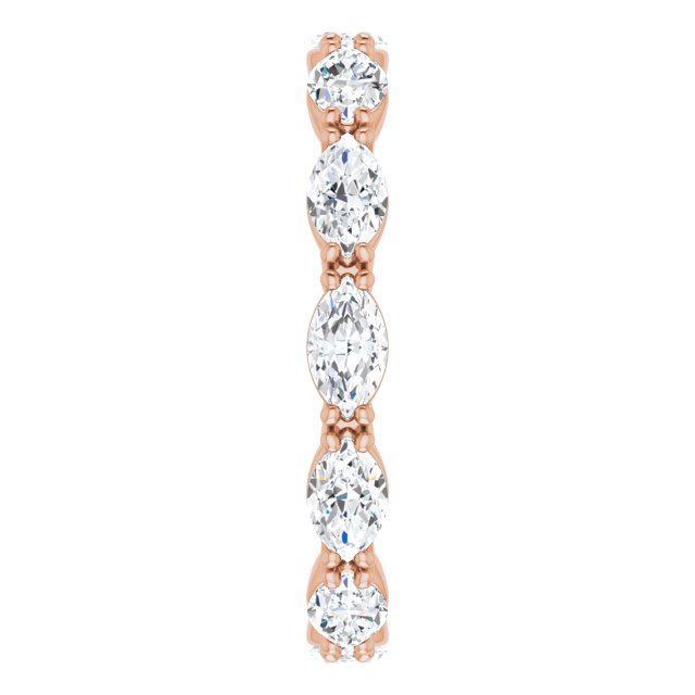 14K Gold Marquise Natural Diamond Eternity Band – 4.5x2.5 mm Stones - Rose Gold - view 4