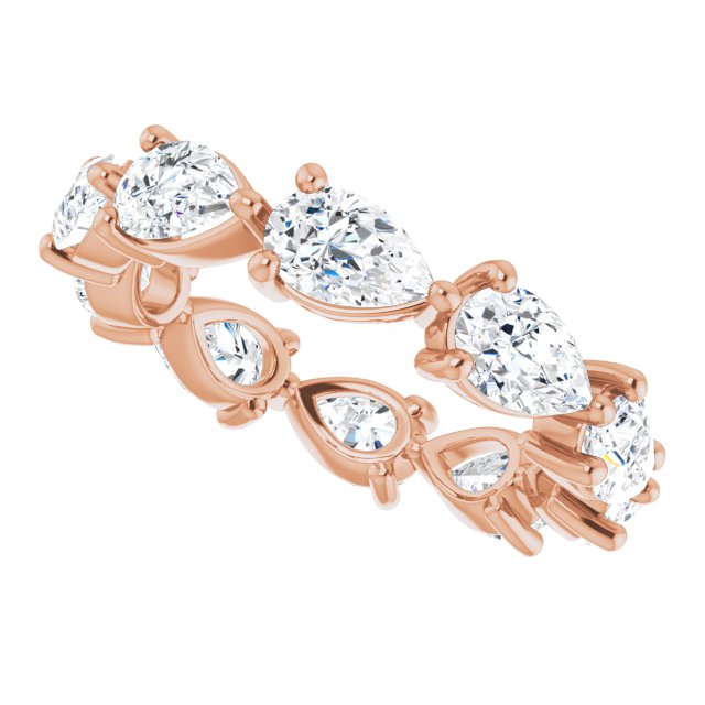 14K Gold Pear Natural Diamond Eternity Band – 5.5x3.5 mm Stones - Rose Gold - view 5