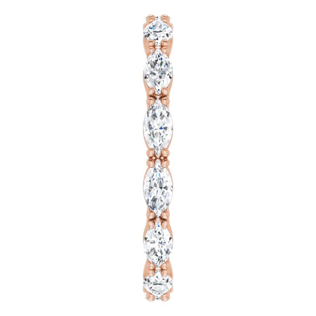 14K Gold Marquise Natural Diamond Eternity Band – 4x2 mm Stones - Rose Gold - view 4