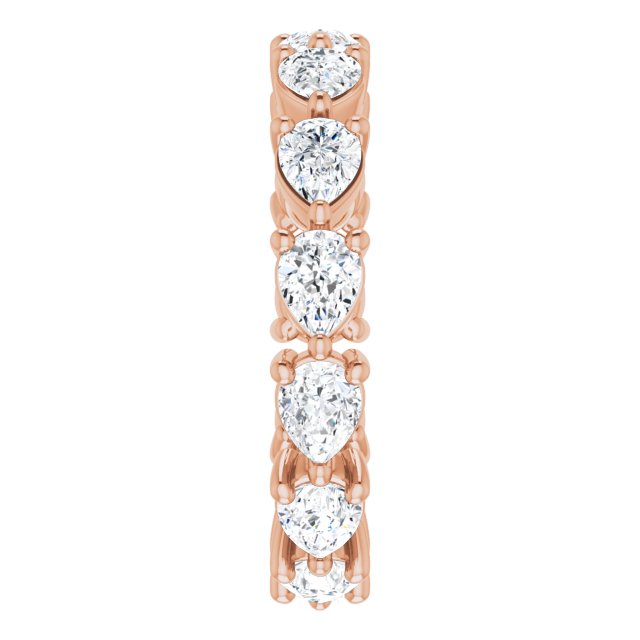 14K Gold Pear Natural Diamond Eternity Band – 4x3 mm Stones - Rose Gold - view 4