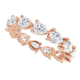 14K Gold Pear Natural Diamond Eternity Band – 4x3 mm Stones - Rose Gold - view 5