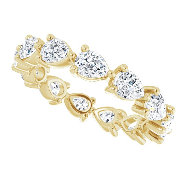 14K Gold Pear Lab-Grown Diamond Eternity Band – 4x3 mm Stones - Yellow Gold - view 5