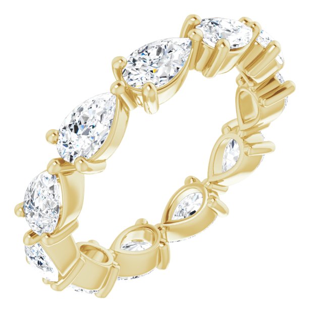 14K Gold Pear Natural Diamond Eternity Band – 5x3 mm Stones - Yellow Gold