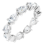 14K Gold Pear Natural Diamond Eternity Band – 5x3 mm Stones - White Gold