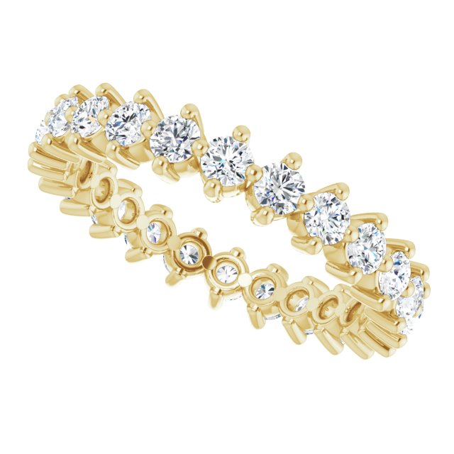 14K Gold Round Lab-Grown Diamond Eternity Band – 2.25 mm Stones - Yellow Gold - view 5