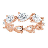14K Gold Pear Lab-Grown Diamond Eternity Band – 6x4 mm Stones - Rose Gold - view 3