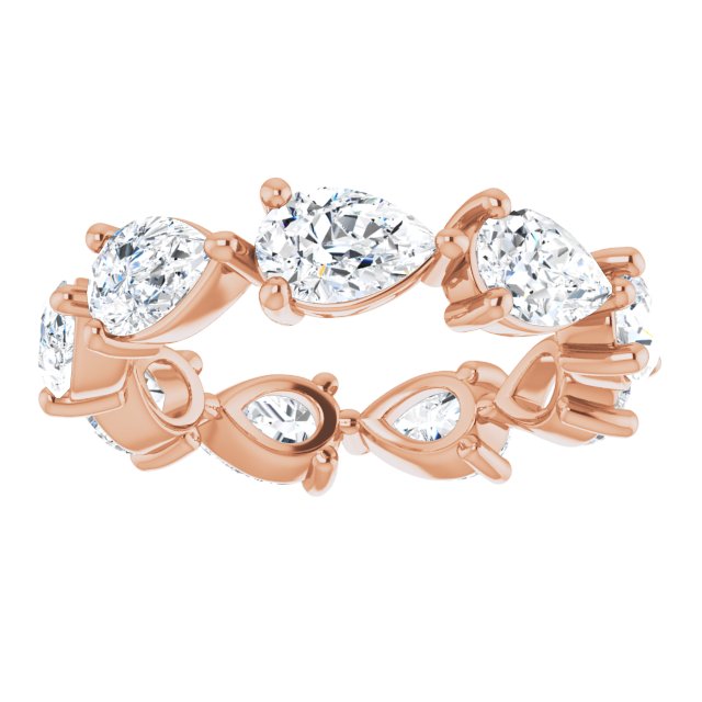 14K Gold Pear Lab-Grown Diamond Eternity Band – 6x4 mm Stones - Rose Gold - view 3