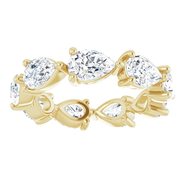 14K Gold Pear Lab-Grown Diamond Eternity Band – 6x4 mm Stones - Yellow Gold - view 3