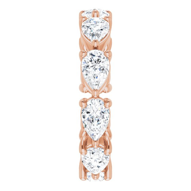 14K Gold Pear Natural Diamond Eternity Band – 5.5x3.5 mm Stones - Rose Gold - view 4
