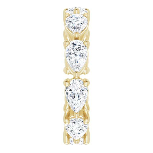 14K Gold Pear Natural Diamond Eternity Band – 5.5x3.5 mm Stones - Yellow Gold - view 4