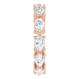 14K Gold Pear Natural Diamond Eternity Band – 5x3 mm Stones - Rose Gold - view 4