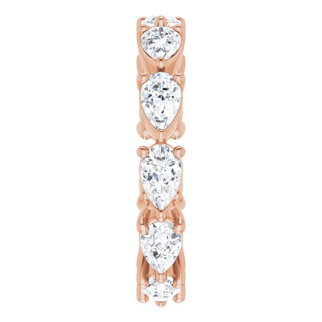 14K Gold Pear Natural Diamond Eternity Band – 5x3 mm Stones - Rose Gold - view 4